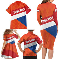 Netherlands Drenthe Province Personalized Family Matching Long Sleeve Bodycon Dress and Hawaiian Shirt Flag of Drenthe