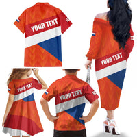 Netherlands Drenthe Province Personalized Family Matching Off The Shoulder Long Sleeve Dress and Hawaiian Shirt Flag of Drenthe