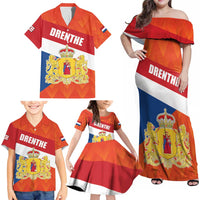 Netherlands Drenthe Province Personalized Family Matching Off Shoulder Maxi Dress and Hawaiian Shirt Flag of Drenthe