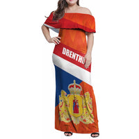 Netherlands Drenthe Province Personalized Family Matching Off Shoulder Maxi Dress and Hawaiian Shirt Flag of Drenthe