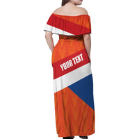 Netherlands Drenthe Province Personalized Family Matching Off Shoulder Maxi Dress and Hawaiian Shirt Flag of Drenthe
