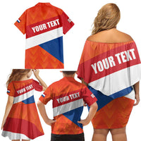 Netherlands Drenthe Province Personalized Family Matching Off Shoulder Short Dress and Hawaiian Shirt Flag of Drenthe