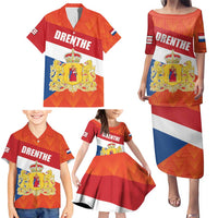 Netherlands Drenthe Province Personalized Family Matching Puletasi and Hawaiian Shirt Flag of Drenthe