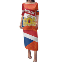 Netherlands Drenthe Province Personalized Family Matching Puletasi and Hawaiian Shirt Flag of Drenthe
