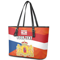 Netherlands Drenthe Province Personalized Leather Tote Bag Flag of Drenthe