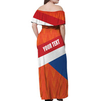 Netherlands Drenthe Province Personalized Off Shoulder Maxi Dress Flag of Drenthe