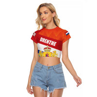 Netherlands Drenthe Province Personalized Raglan Cropped T Shirt Flag of Drenthe