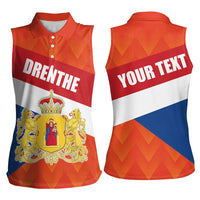 Netherlands Drenthe Province Personalized Women Sleeveless Polo Shirt Flag of Drenthe
