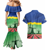 Netherlands Flevoland Province Couples Matching Mermaid Dress and Hawaiian Shirt Flag Style