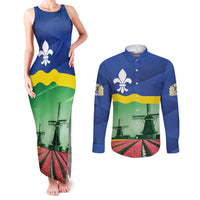 Netherlands Flevoland Province Couples Matching Tank Maxi Dress and Long Sleeve Button Shirt Flag Style