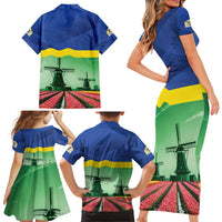 Netherlands Flevoland Province Family Matching Short Sleeve Bodycon Dress and Hawaiian Shirt Flag Style