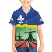Netherlands Flevoland Province Family Matching Short Sleeve Bodycon Dress and Hawaiian Shirt Flag Style