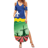 Netherlands Flevoland Province Family Matching Summer Maxi Dress and Hawaiian Shirt Flag Style
