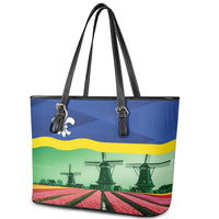 Netherlands Flevoland Province Leather Tote Bag Flag Style