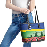 Netherlands Flevoland Province Leather Tote Bag Flag Style