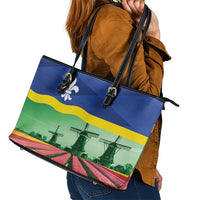 Netherlands Flevoland Province Leather Tote Bag Flag Style
