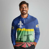 Netherlands Flevoland Province Long Sleeve Polo Shirt Flag Style