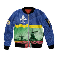 Netherlands Flevoland Province Sleeve Zip Bomber Jacket Flag Style