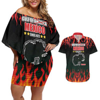 Gulf Of Mexico Since 1672 Couples Matching Off Shoulder Short Dress and Hawaiian Shirt Golfo De Mexico and Forever