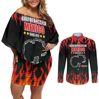 Gulf Of Mexico Since 1672 Couples Matching Off Shoulder Short Dress and Long Sleeve Button Shirt Golfo De Mexico and Forever