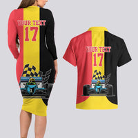 Custom Belgium Formula One Couples Matching Long Sleeve Bodycon Dress and Hawaiian Shirt Motorsport with Flag F1 World Championship