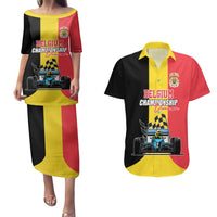 Custom Belgium Formula One Couples Matching Puletasi and Hawaiian Shirt Motorsport with Flag F1 World Championship