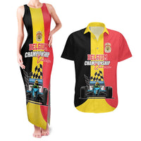 Custom Belgium Formula One Couples Matching Tank Maxi Dress and Hawaiian Shirt Motorsport with Flag F1 World Championship