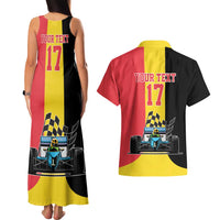 Custom Belgium Formula One Couples Matching Tank Maxi Dress and Hawaiian Shirt Motorsport with Flag F1 World Championship