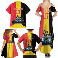 Custom Belgium Formula One Family Matching Summer Maxi Dress and Hawaiian Shirt Motorsport with Flag F1 World Championship