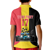 Custom Belgium Formula One Kid Polo Shirt Motorsport with Flag F1 World Championship