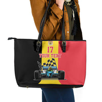 Custom Belgium Formula One Leather Tote Bag Motorsport with Flag F1 World Championship