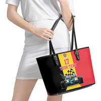 Custom Belgium Formula One Leather Tote Bag Motorsport with Flag F1 World Championship