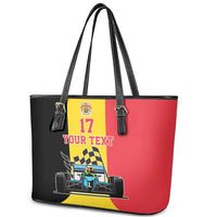 Custom Belgium Formula One Leather Tote Bag Motorsport with Flag F1 World Championship
