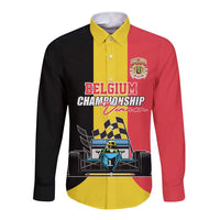 Custom Belgium Formula One Long Sleeve Button Shirt Motorsport with Flag F1 World Championship