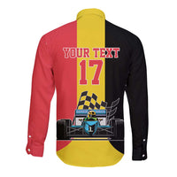 Custom Belgium Formula One Long Sleeve Button Shirt Motorsport with Flag F1 World Championship