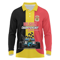 Custom Belgium Formula One Long Sleeve Polo Shirt Motorsport with Flag F1 World Championship