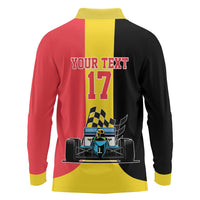 Custom Belgium Formula One Long Sleeve Polo Shirt Motorsport with Flag F1 World Championship