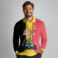 Custom Belgium Formula One Long Sleeve Polo Shirt Motorsport with Flag F1 World Championship