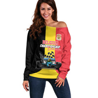 Custom Belgium Formula One Off Shoulder Sweater Motorsport with Flag F1 World Championship