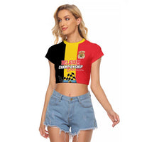 Custom Belgium Formula One Raglan Cropped T Shirt Motorsport with Flag F1 World Championship