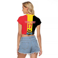 Custom Belgium Formula One Raglan Cropped T Shirt Motorsport with Flag F1 World Championship