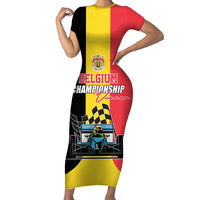 Custom Belgium Formula One Short Sleeve Bodycon Dress Motorsport with Flag F1 World Championship