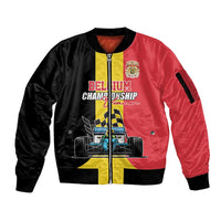 Custom Belgium Formula One Sleeve Zip Bomber Jacket Motorsport with Flag F1 World Championship