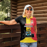 Custom Belgium Formula One Women Polo Shirt Motorsport with Flag F1 World Championship