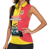Custom Belgium Formula One Women Sleeveless Polo Shirt Motorsport with Flag F1 World Championship