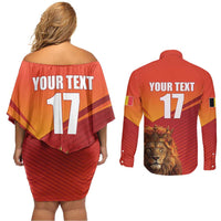 Custom Belgium Tennis Champions Couples Matching Off Shoulder Short Dress and Long Sleeve Button Shirt Winners Never Quit with A Crowned Lion