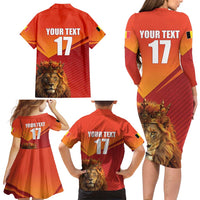 Custom Belgium Tennis Champions Family Matching Long Sleeve Bodycon Dress and Hawaiian Shirt Winners Never Quit with A Crowned Lion