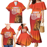 Custom Belgium Tennis Champions Family Matching Mermaid Dress and Hawaiian Shirt Winners Never Quit with A Crowned Lion