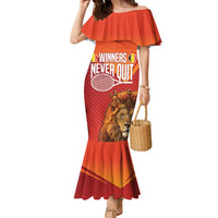 Custom Belgium Tennis Champions Family Matching Mermaid Dress and Hawaiian Shirt Winners Never Quit with A Crowned Lion