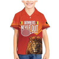 Custom Belgium Tennis Champions Family Matching Mermaid Dress and Hawaiian Shirt Winners Never Quit with A Crowned Lion